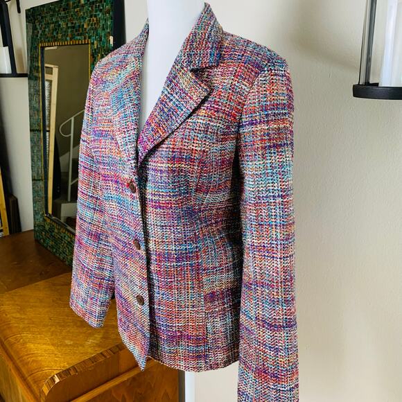 Coldwater Creek Size S Women's Tweed Blazer Jacket Pink Fall Workwear - Picture 2 of 11